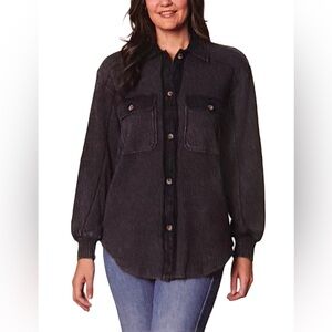 Briggs New York Women's Waffled Button-Down Shirt Black Size S or XL